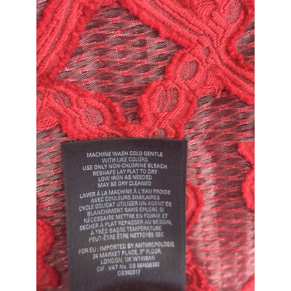 Antropologie Moulinette Soeurs Rubied Lace Rouge Red Dress Knee Length Size 0 - Picture 6 of 9
